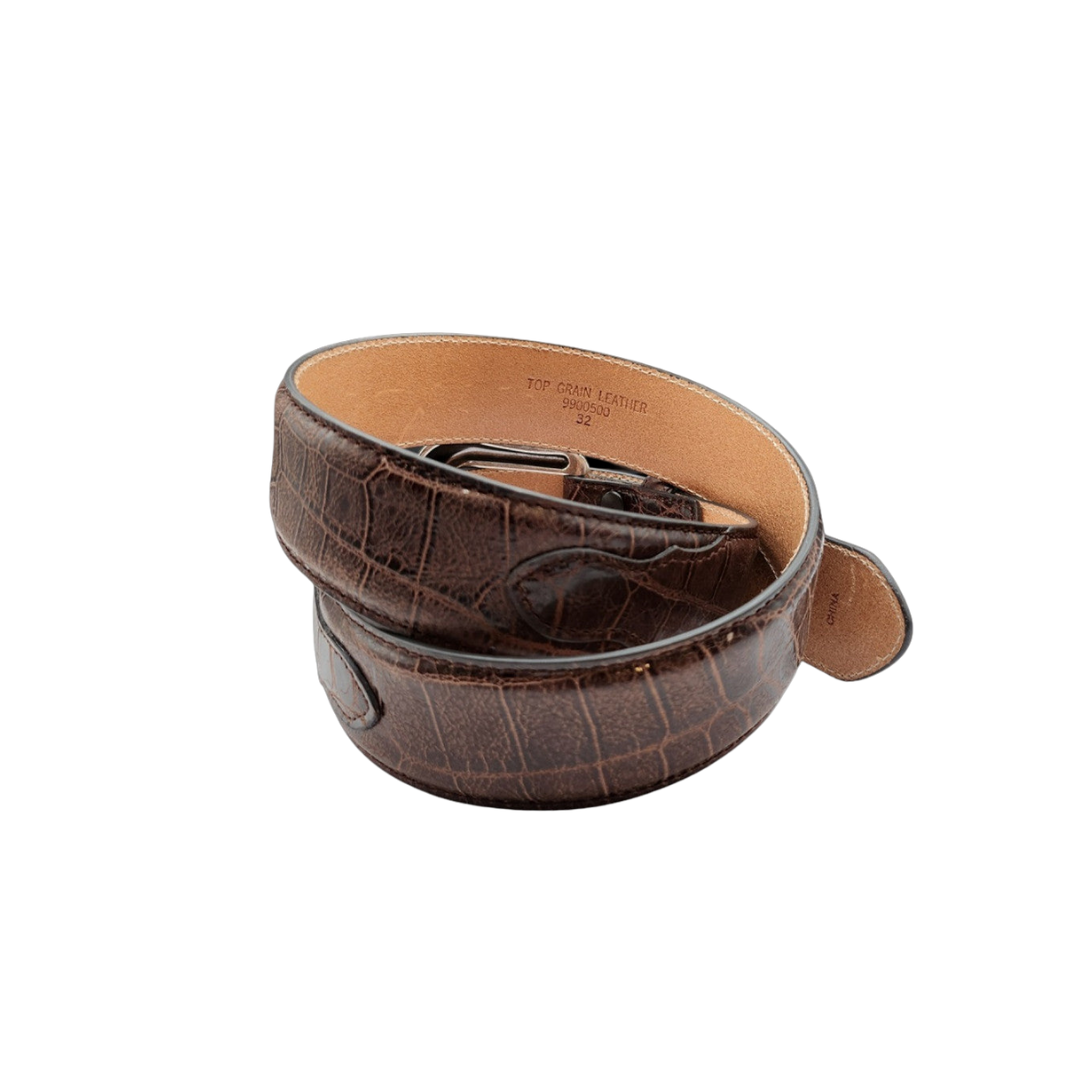 Stetson Men's Crocodile Embossed Cognac Belt