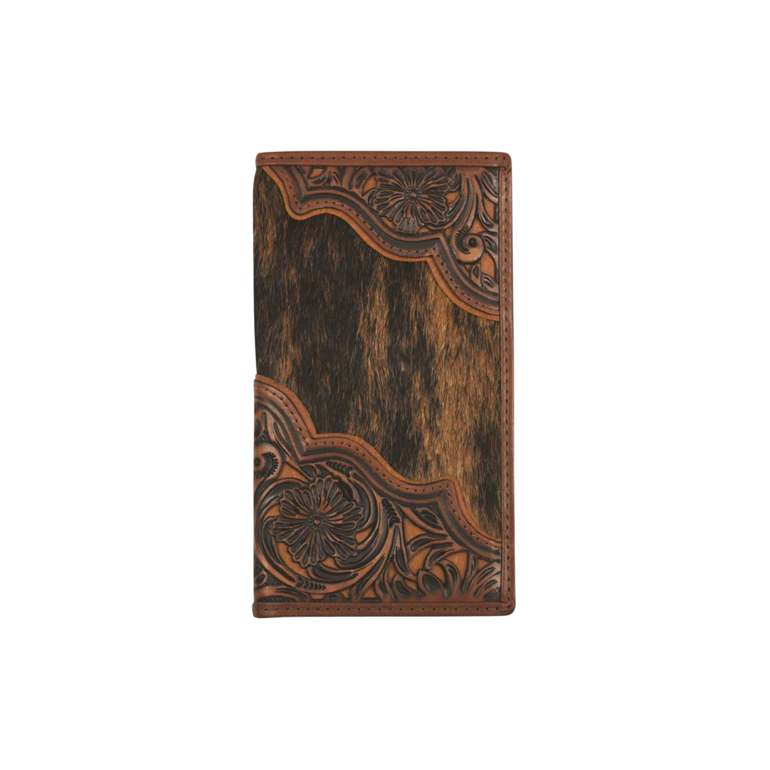 Justin Men's Hair Tooled Rodeo Dark Brown Wallet