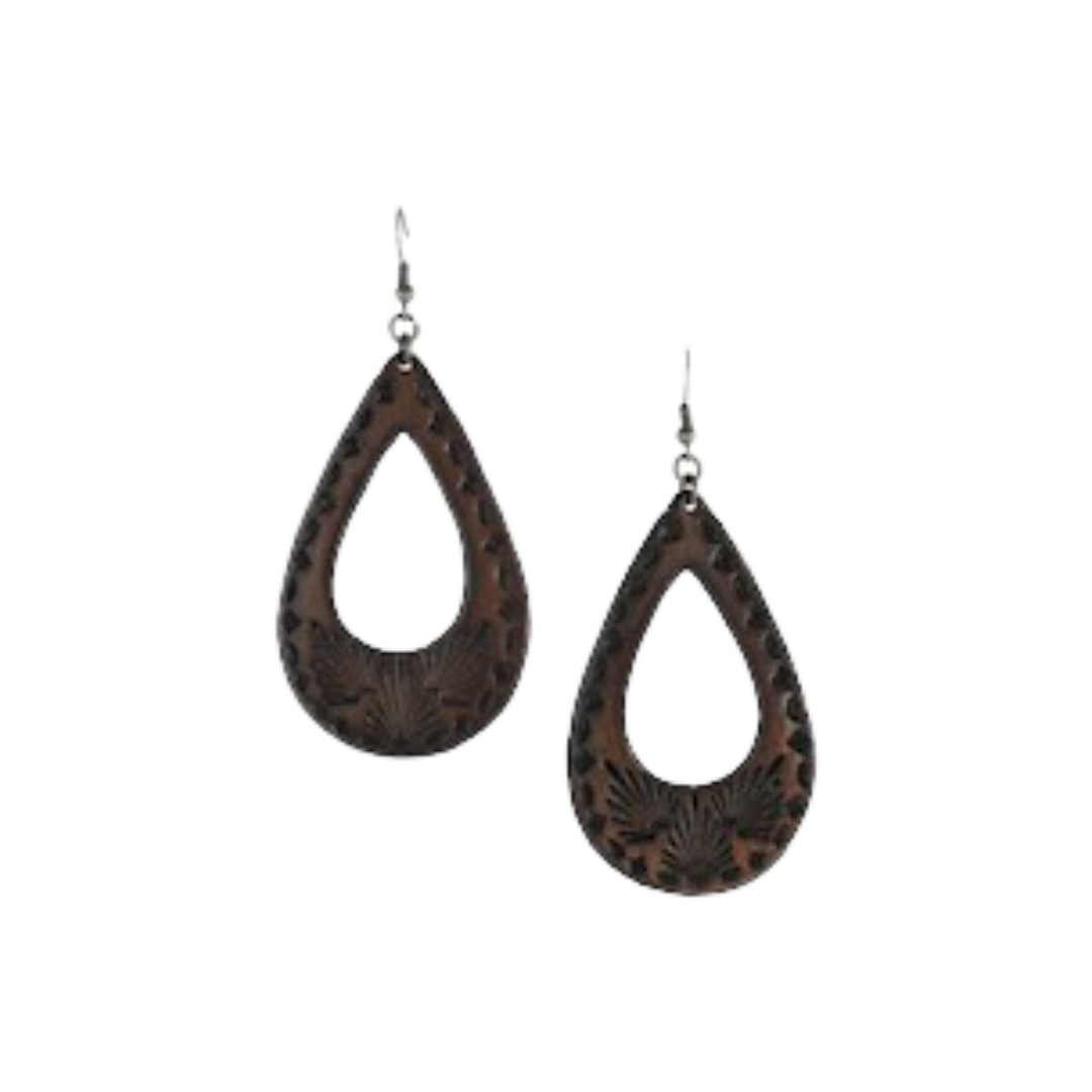 Justin Women's Tooled Leather Brown Earrings