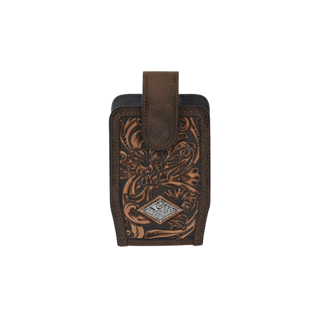 Justin Men's Tooling Brown Cell Phone Holster