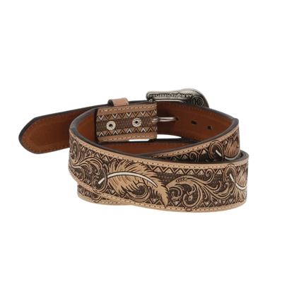 Hooey Youth Unisex War Paint Natural Feather Belt