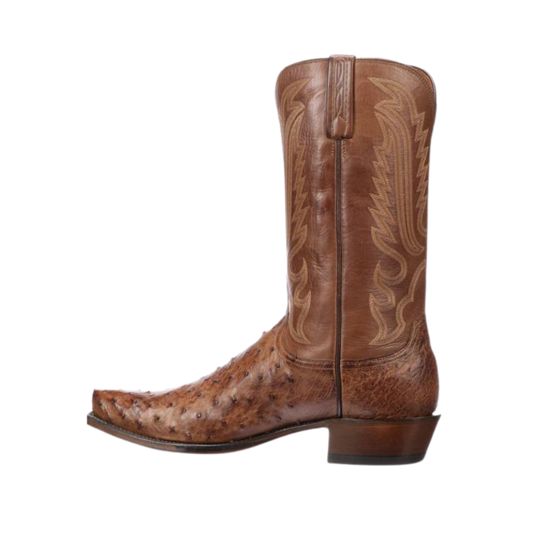 Lucchese Men’s Luke Full Quill Ostrich Brown Boots