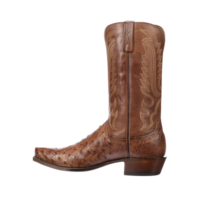 Lucchese Men’s Luke Full Quill Ostrich Brown Boots