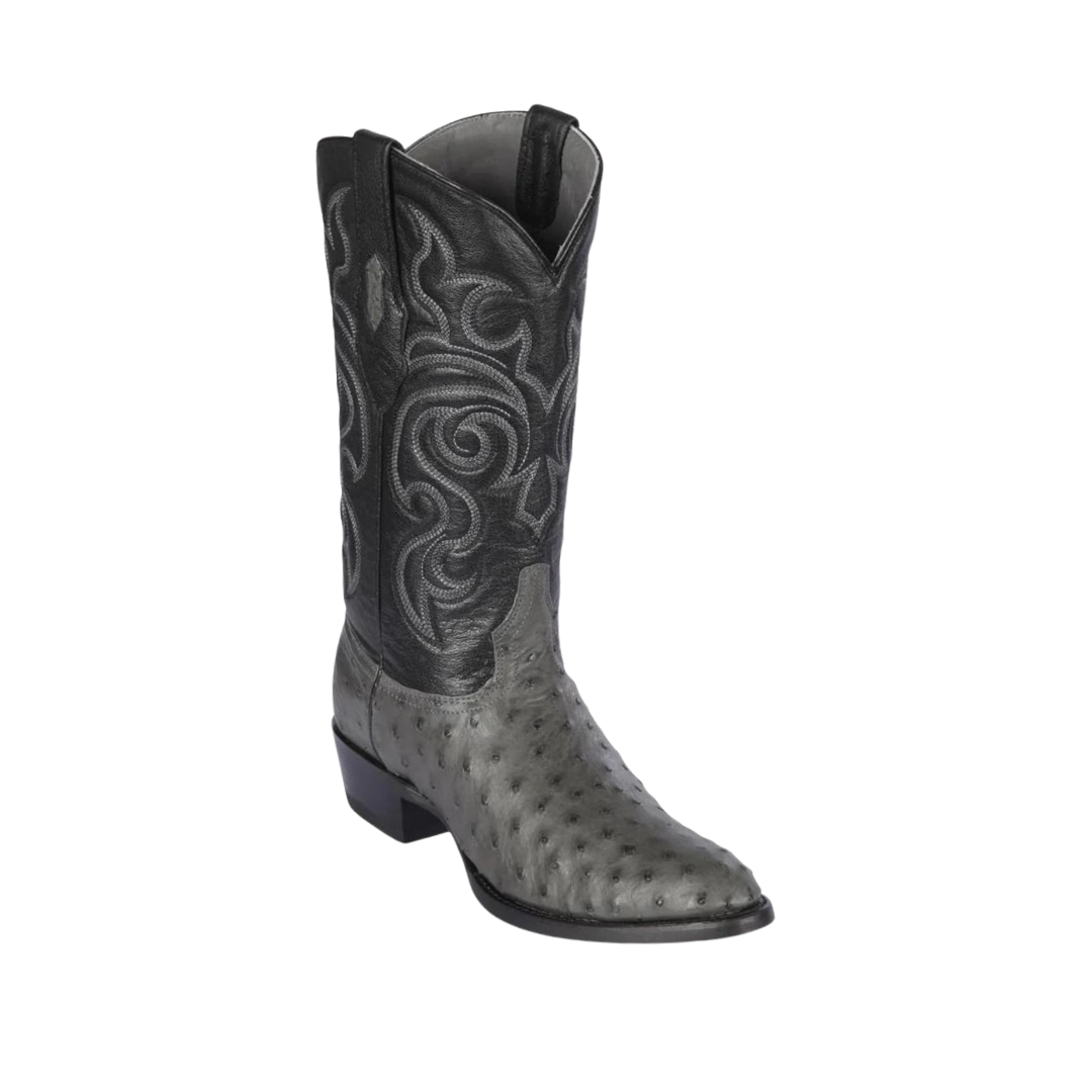 Los Altos Men's Round Toe Genuine Full Quill Black Boots
