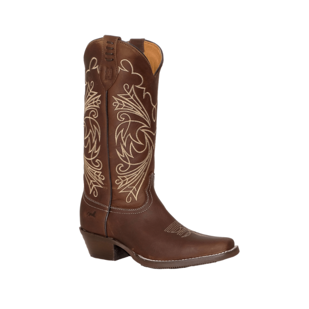 International M Women's Stitch Square Toe Brown Boots
