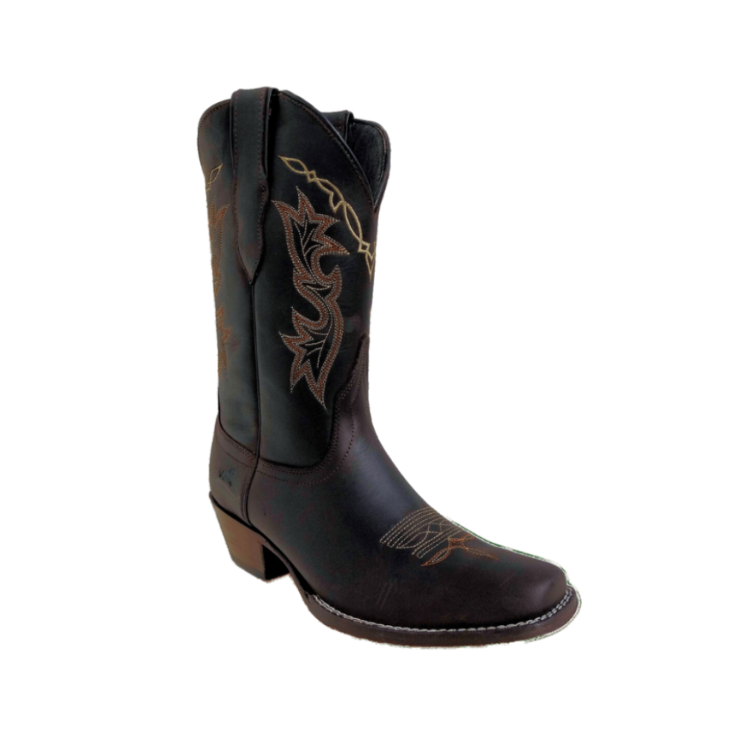 International M Women's Westen Crazy Square Black Boots