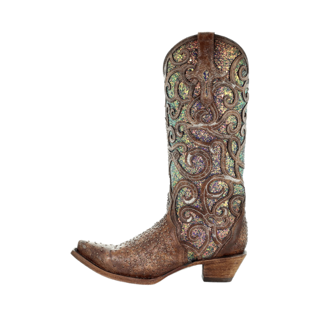 Corral Women's Cognac Glitter Inlay Brown Boots