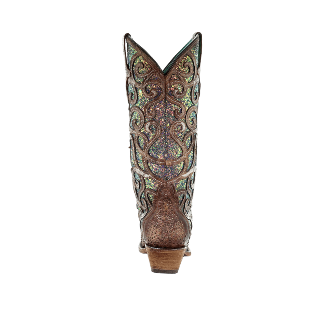 Corral Women's Cognac Glitter Inlay Brown Boots