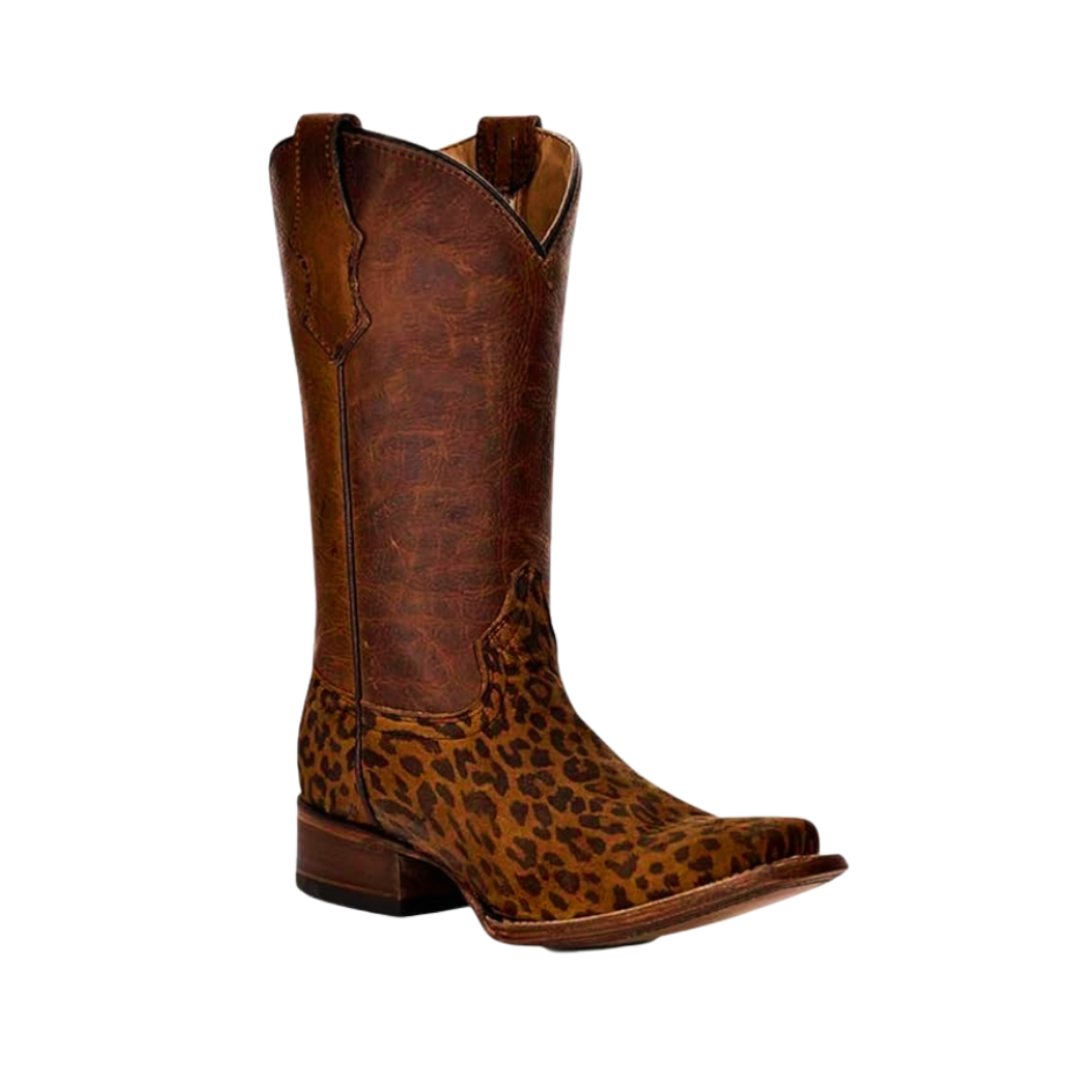 Corral Youth Unisex Leopard Foot Shaft Saddle Brown Boots