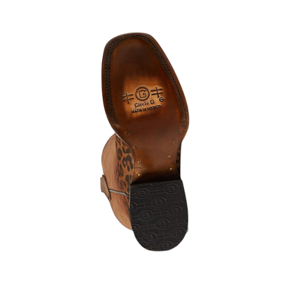 Corral Youth Unisex Leopard Foot Shaft Saddle Brown Boots