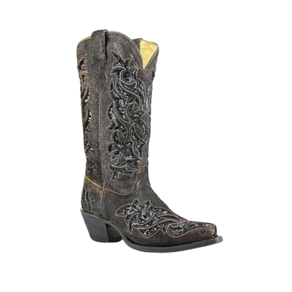 Corral Women's Inlay Sequins Snip Brown Boots