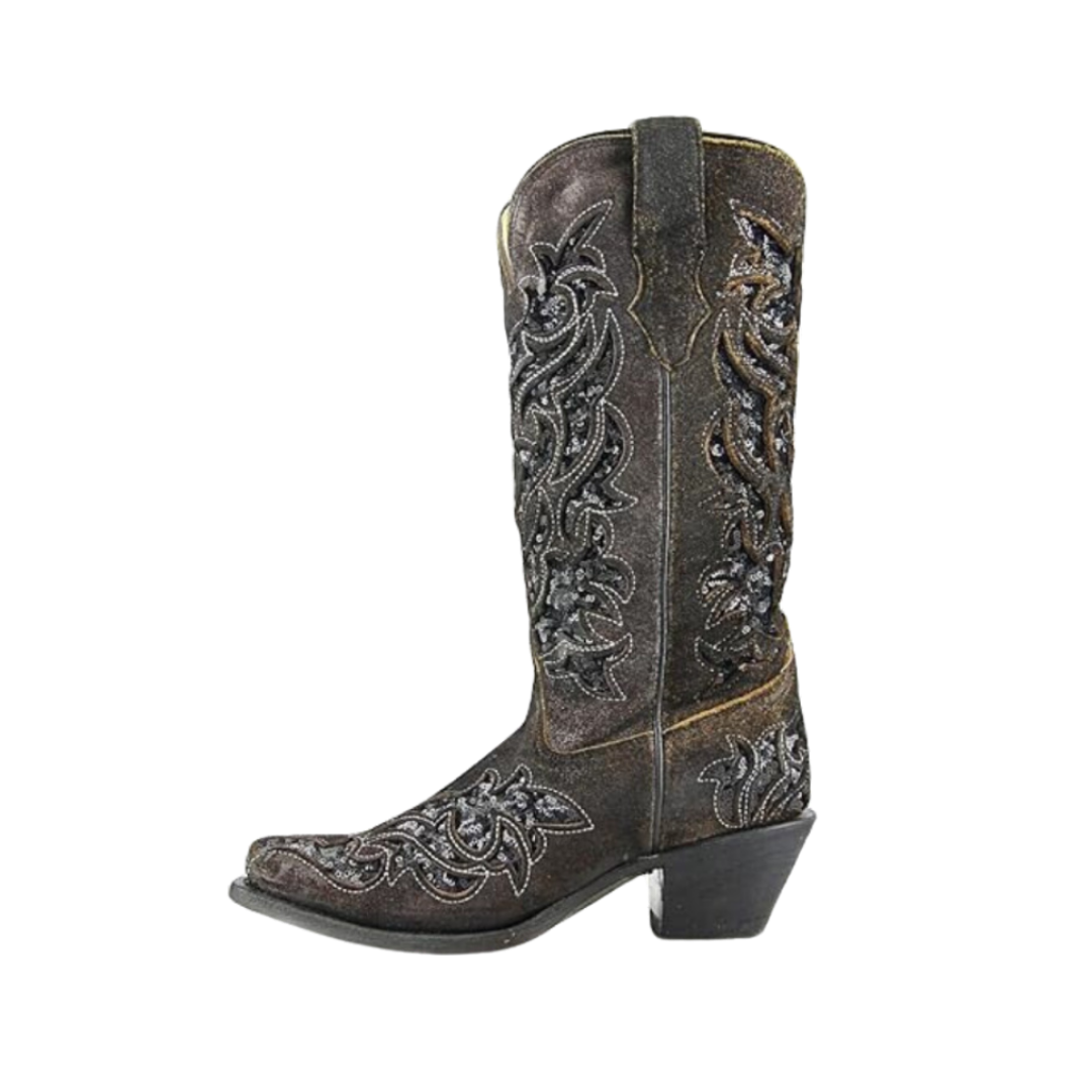 Corral Women's Inlay Sequins Snip Brown Boots