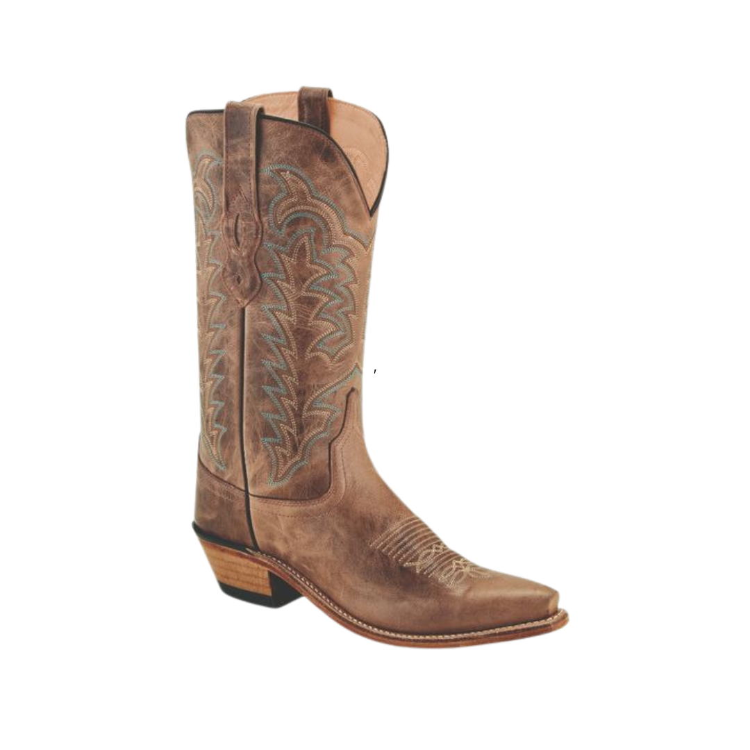 Old West Dark Tan Womens Leather Fashion Cowboy Boots