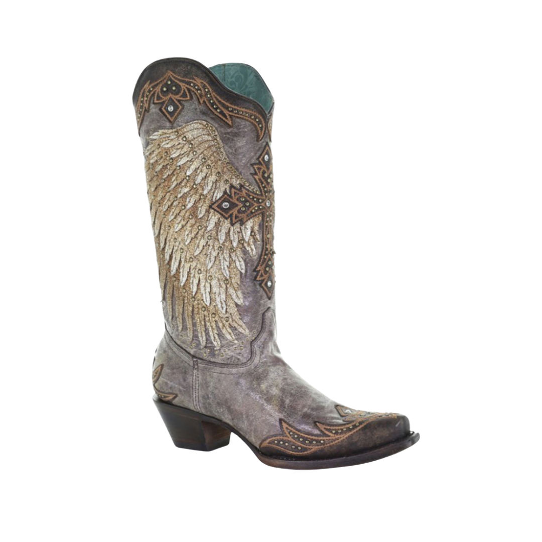 Corral Women's Wing Cross Overlay Brown Boots