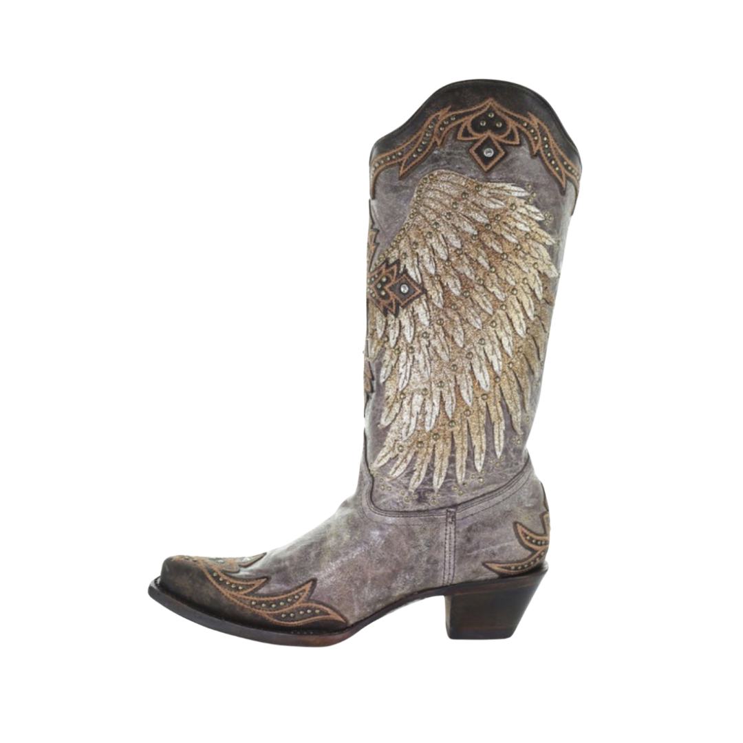 Corral Women's Wing Cross Overlay Brown Boots