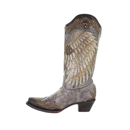 Corral Women's Wing Cross Overlay Brown Boots