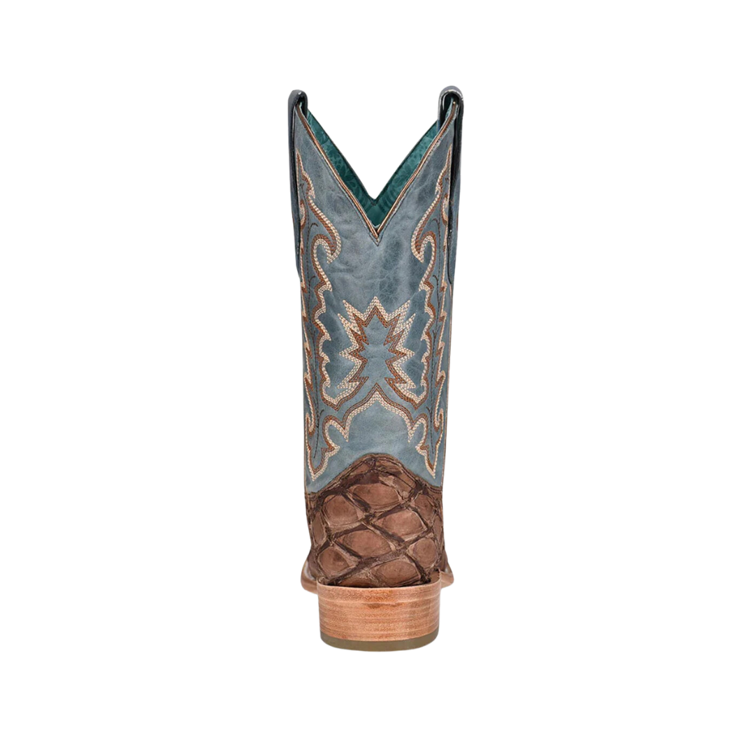 Corral Women's Piracuhu Exotic Embroidered Western Brown Blue Boots