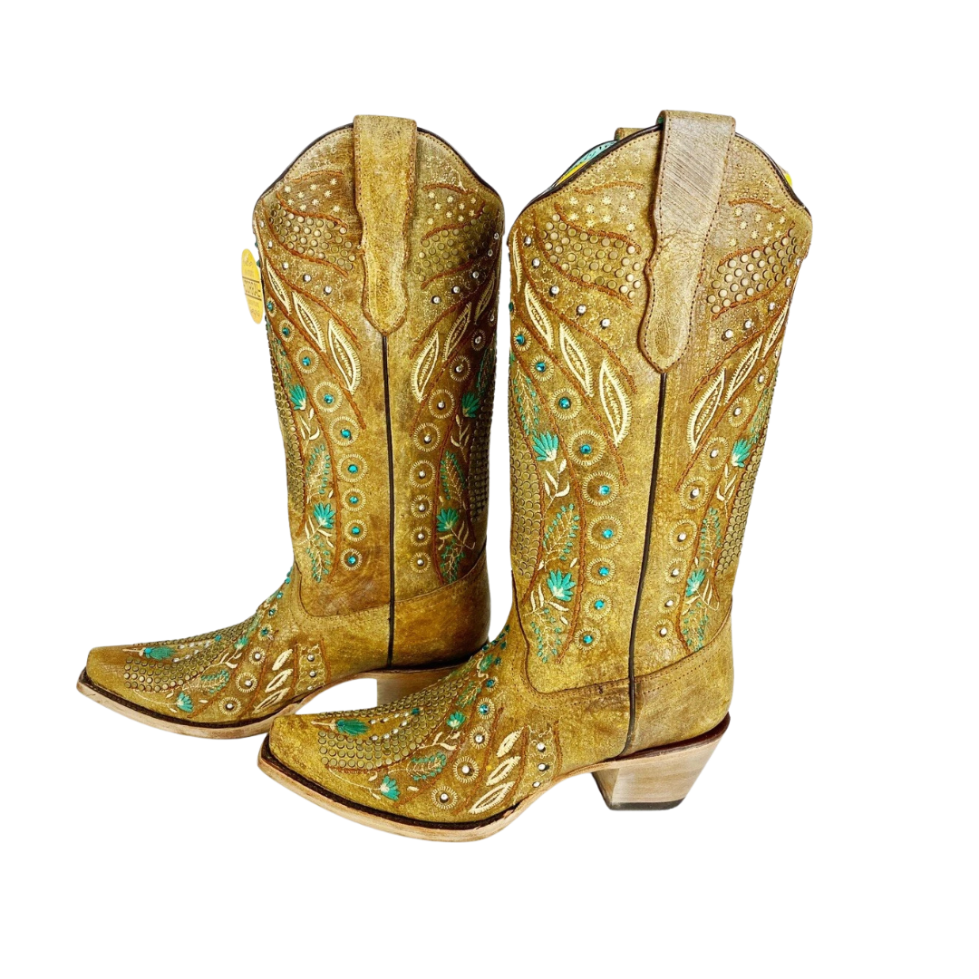 Corral Women's Floral Western Yellow Boots