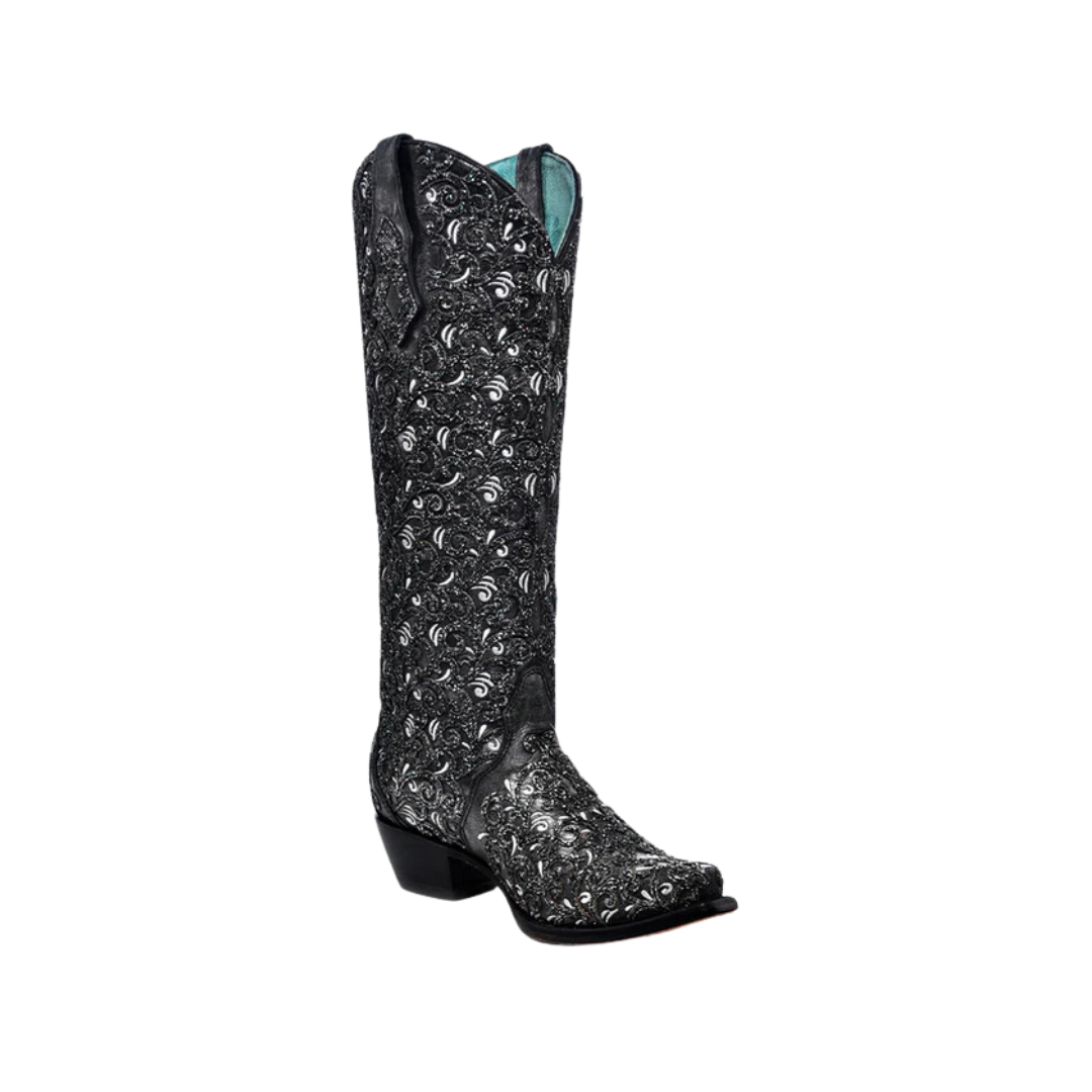 Corral Women's Glitter Overlay Triad Black Boots