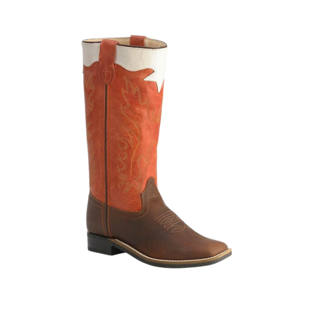 Old West Youth Boy's Stove Pipe Square Toe Brown Boots