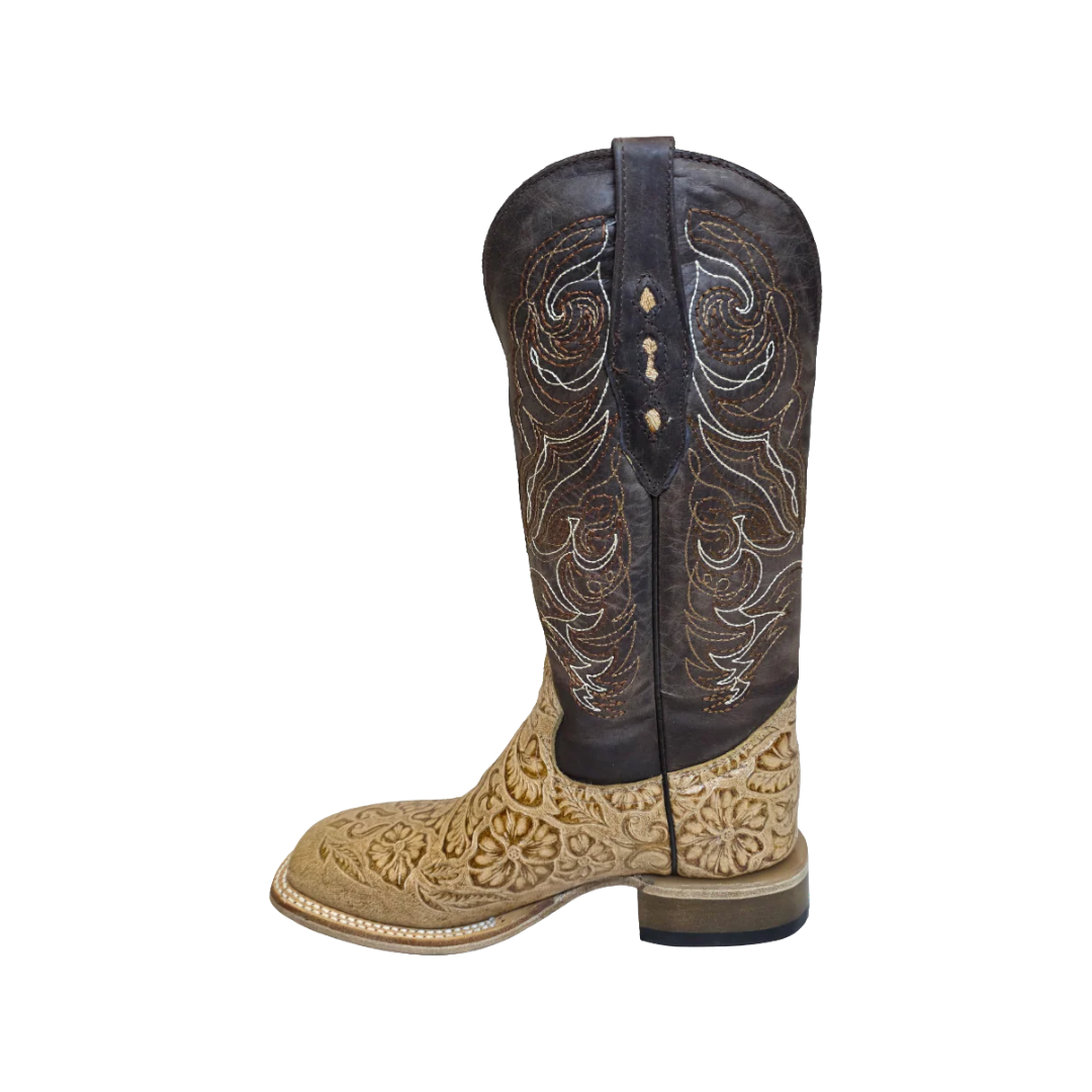 Cowtown Women's Oryx Floral Tooled Tan Boots