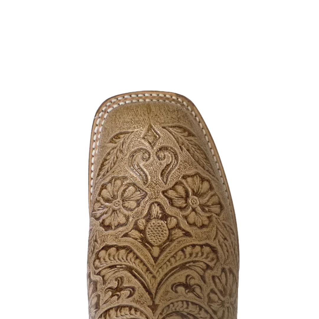 Cowtown Women's Oryx Floral Tooled Tan Boots