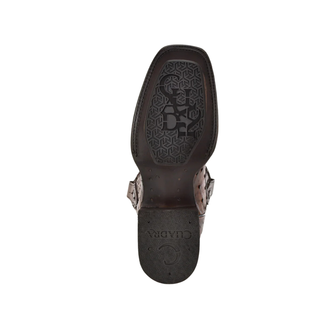 Cuadra Men's Lugano Ostrich Embroidery Laser Brown Boots