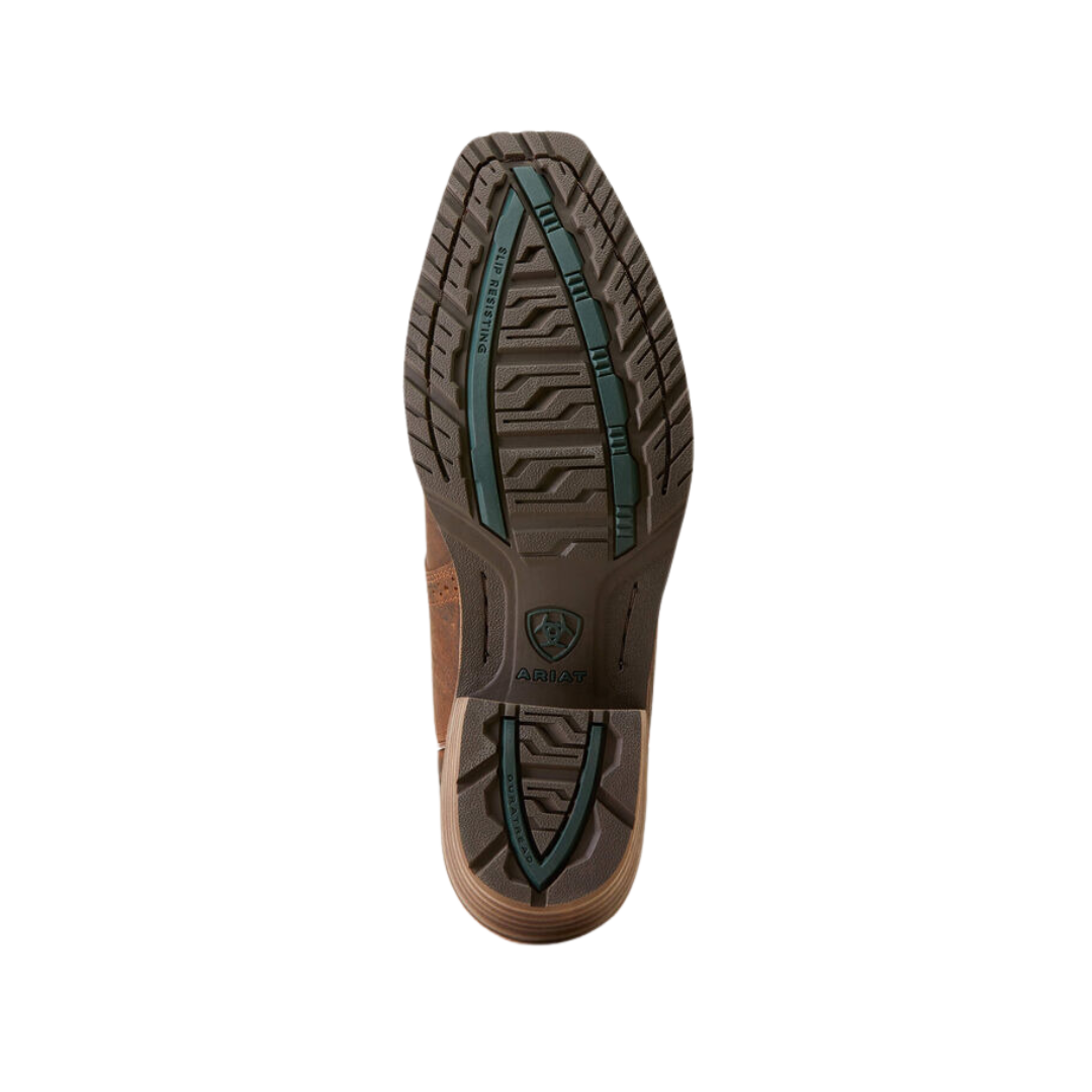 Ariat Men's Hybrid Square Cowboy Fiery Brown Crunch Boots, outsole view