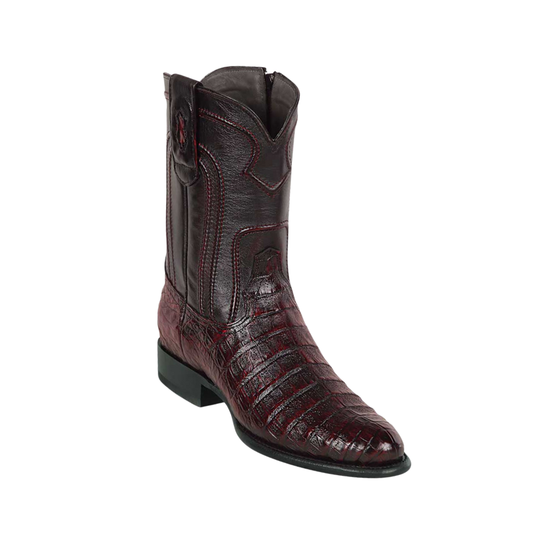 Los Altos Men's Roper Caiman Belly Cherry Genuine Black Boots