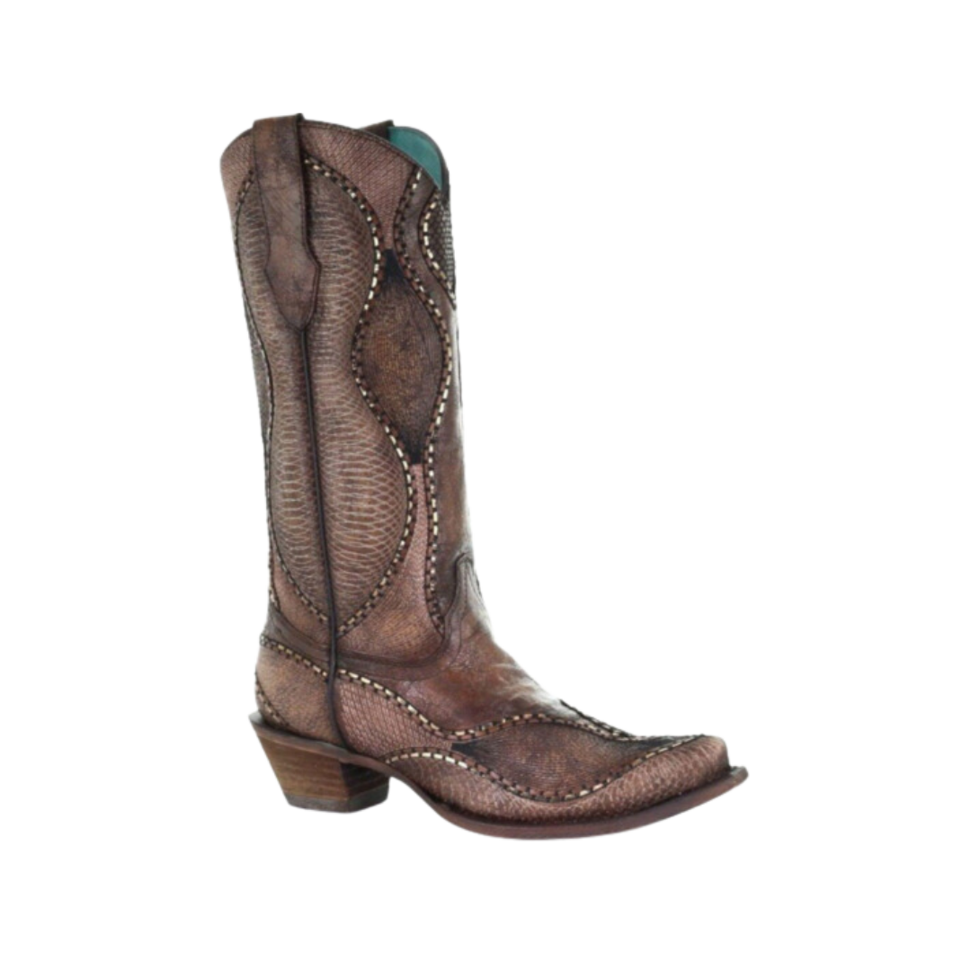 Corral Women's Wavy Embroidery Cowgirl Brown Boots