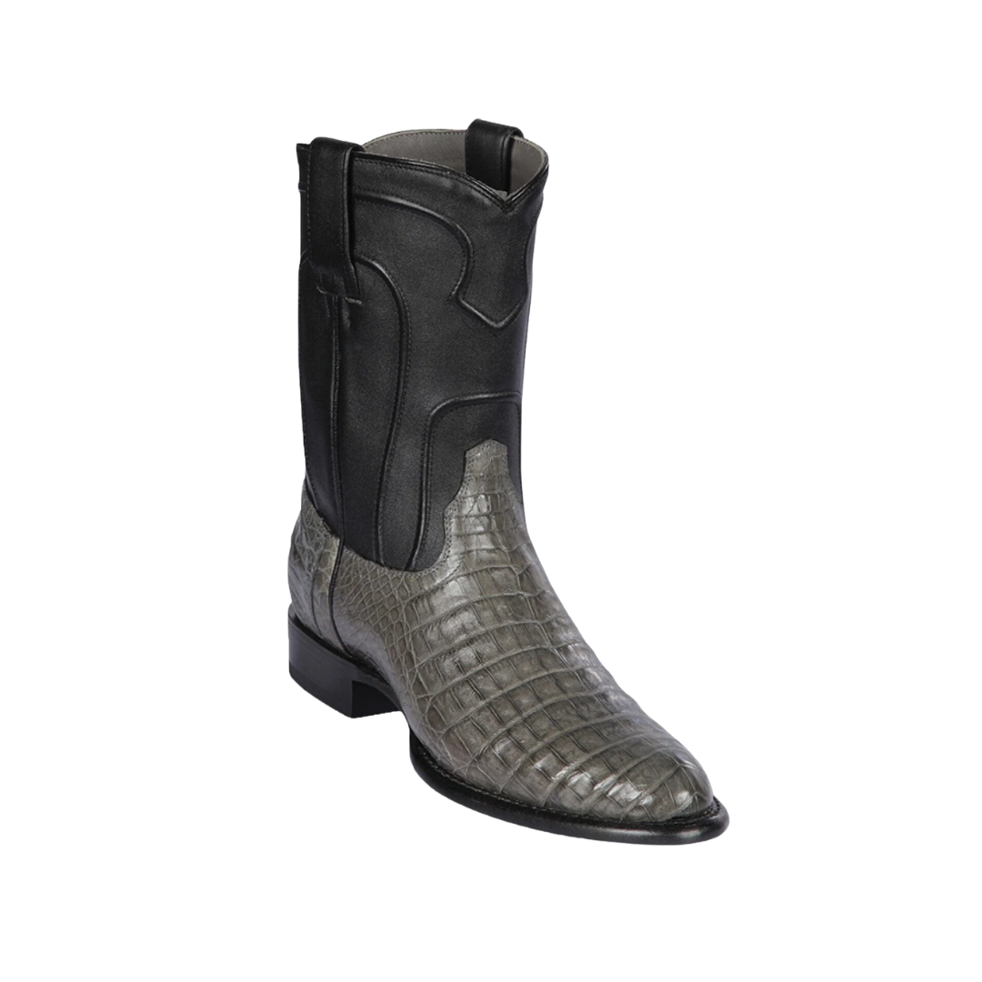 Los Altos Boots Men's Original Caiman Belly Roper Toe Gray Boots