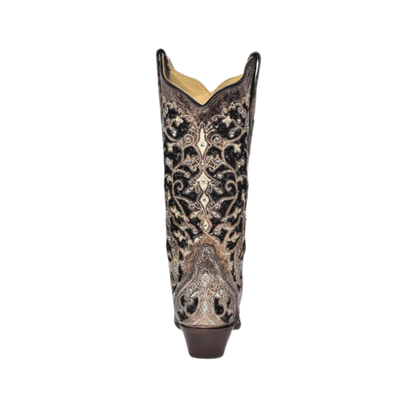 Corral Women's Black Inlaid Leather Brown Boots