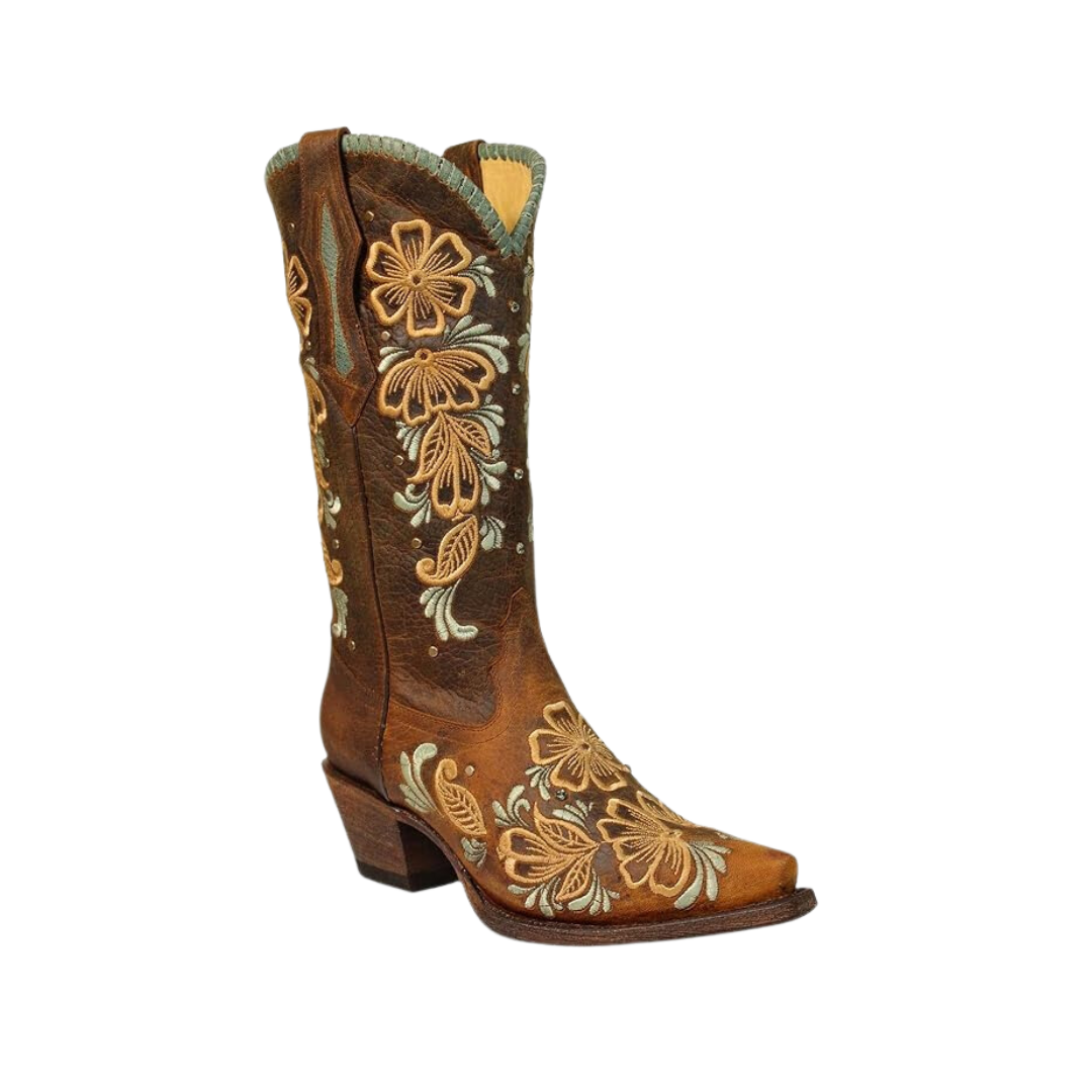 Corral Women's Leather Floral Brown Boot