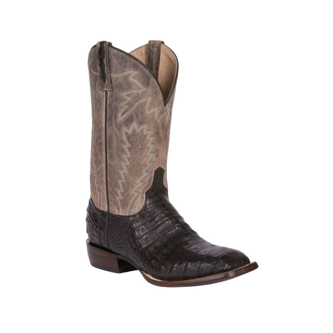 Lucchese Men's Caiman Belly Goat Western Chocolate Boots