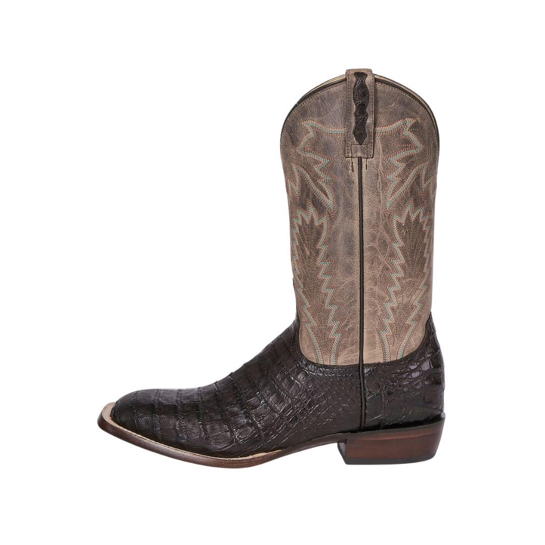 Lucchese Men's Caiman Belly Goat Western Chocolate Boots