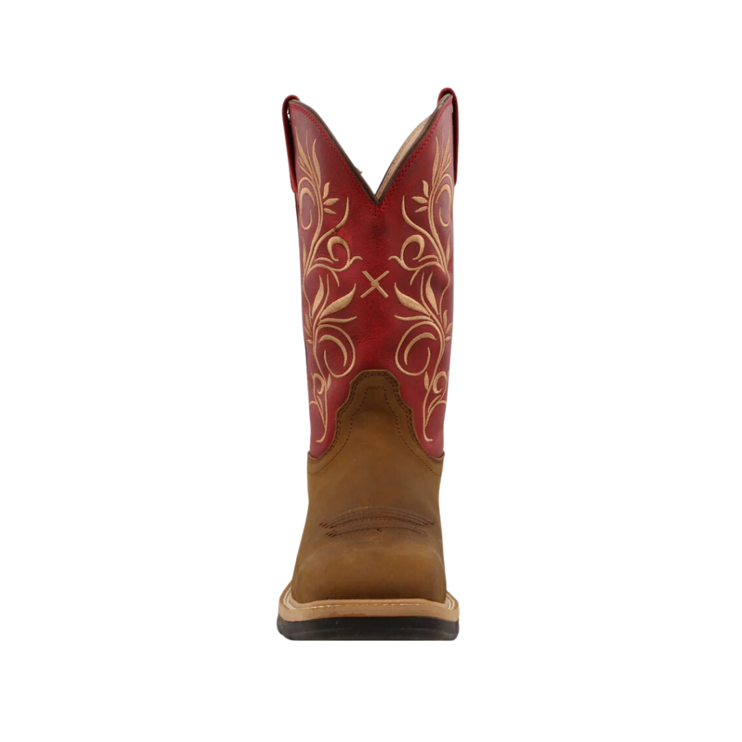 Twisted X Women's 11 Western Work Distressed Latigo & Red Boots