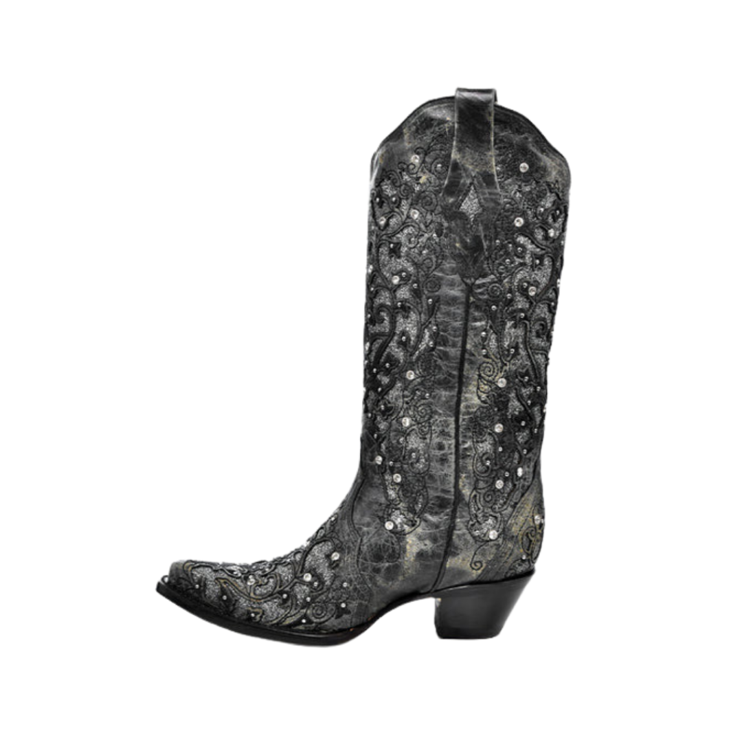 Corral Women's Glitter Inlay/crystals Sniped Toe Style Grey Boots