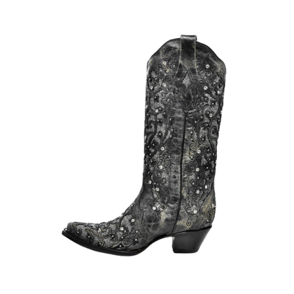 Corral Women's Glitter Inlay/crystals Sniped Toe Style Grey Boots