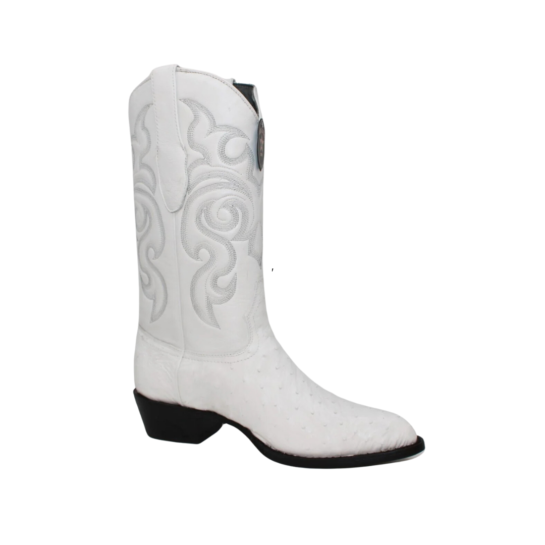 Los Altos Men's White Ostrich Boots