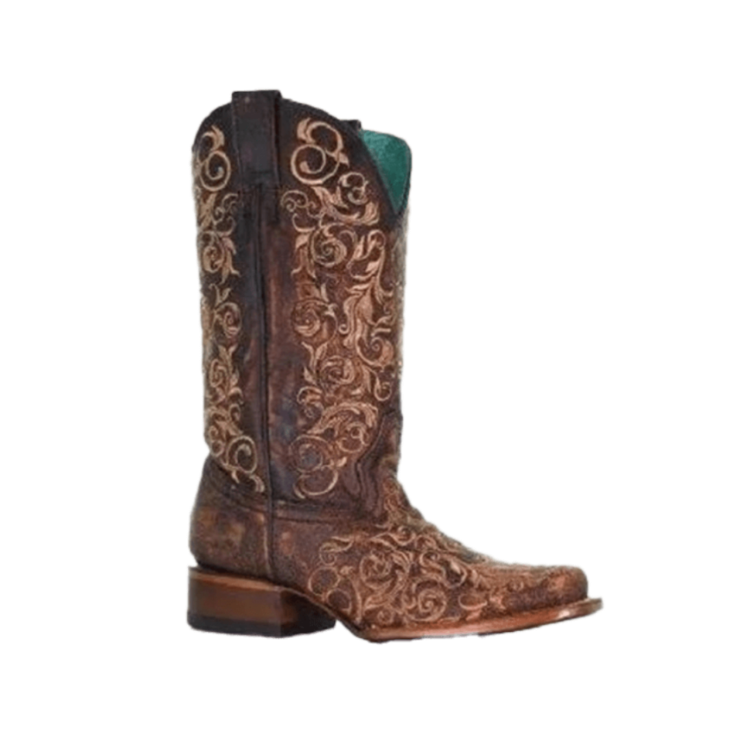 Corral Boots Women's Honey Brown Floral Snip Toe Boots