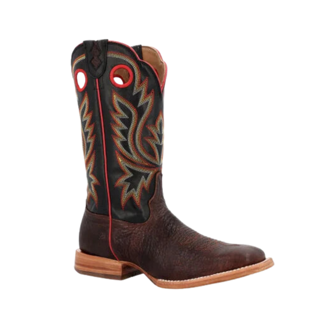 Rocky Boot Men's Durango Shrunken Bullhide Western Chestnut And Black Eclipse Boot