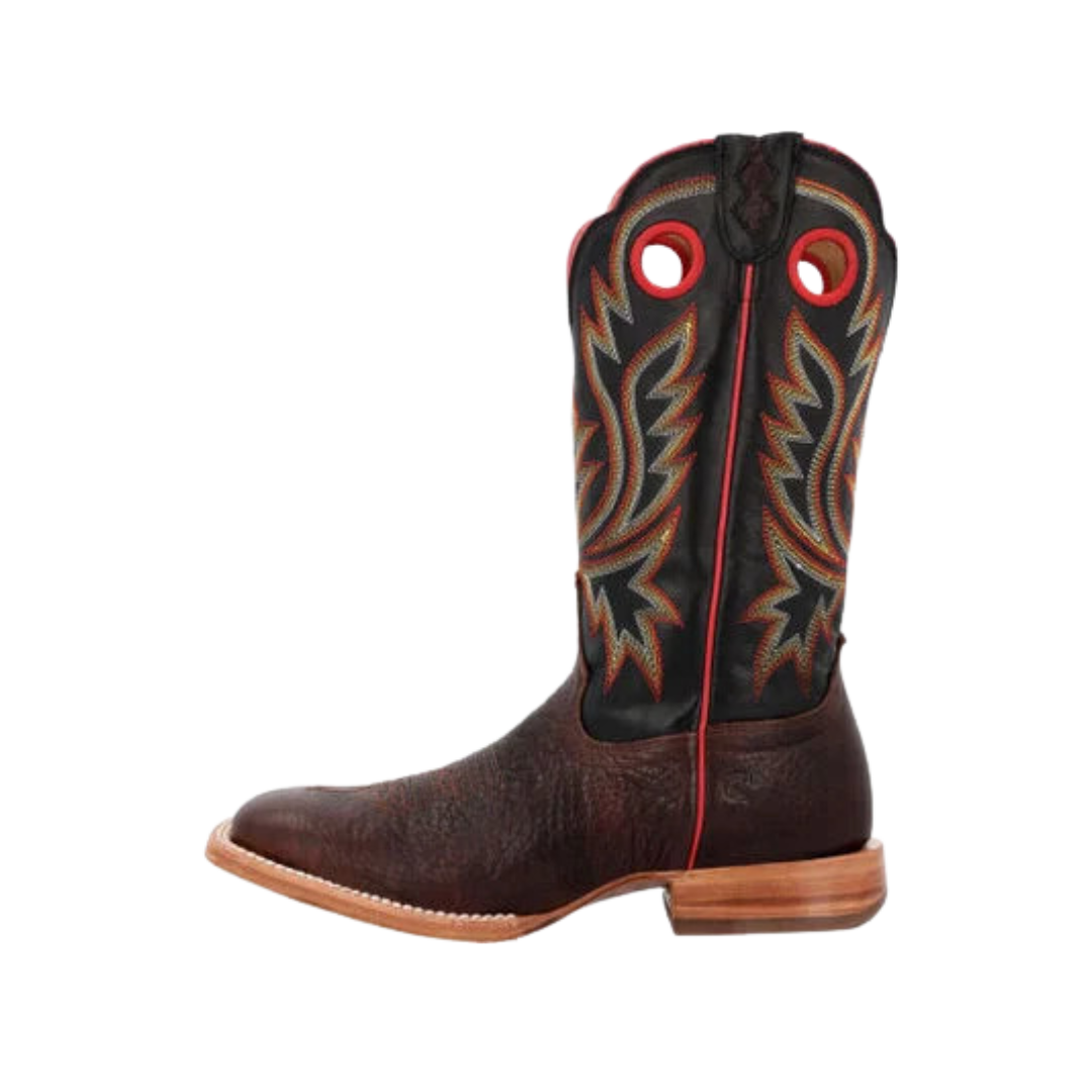 Rocky Boot Men's Durango Shrunken Bullhide Western Chestnut And Black Eclipse Boot