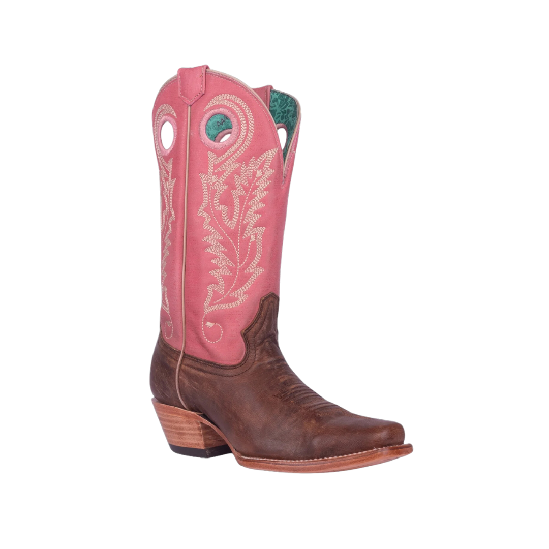 Corral Women's Embroidery Square Toe Western Brown & Pink Boots