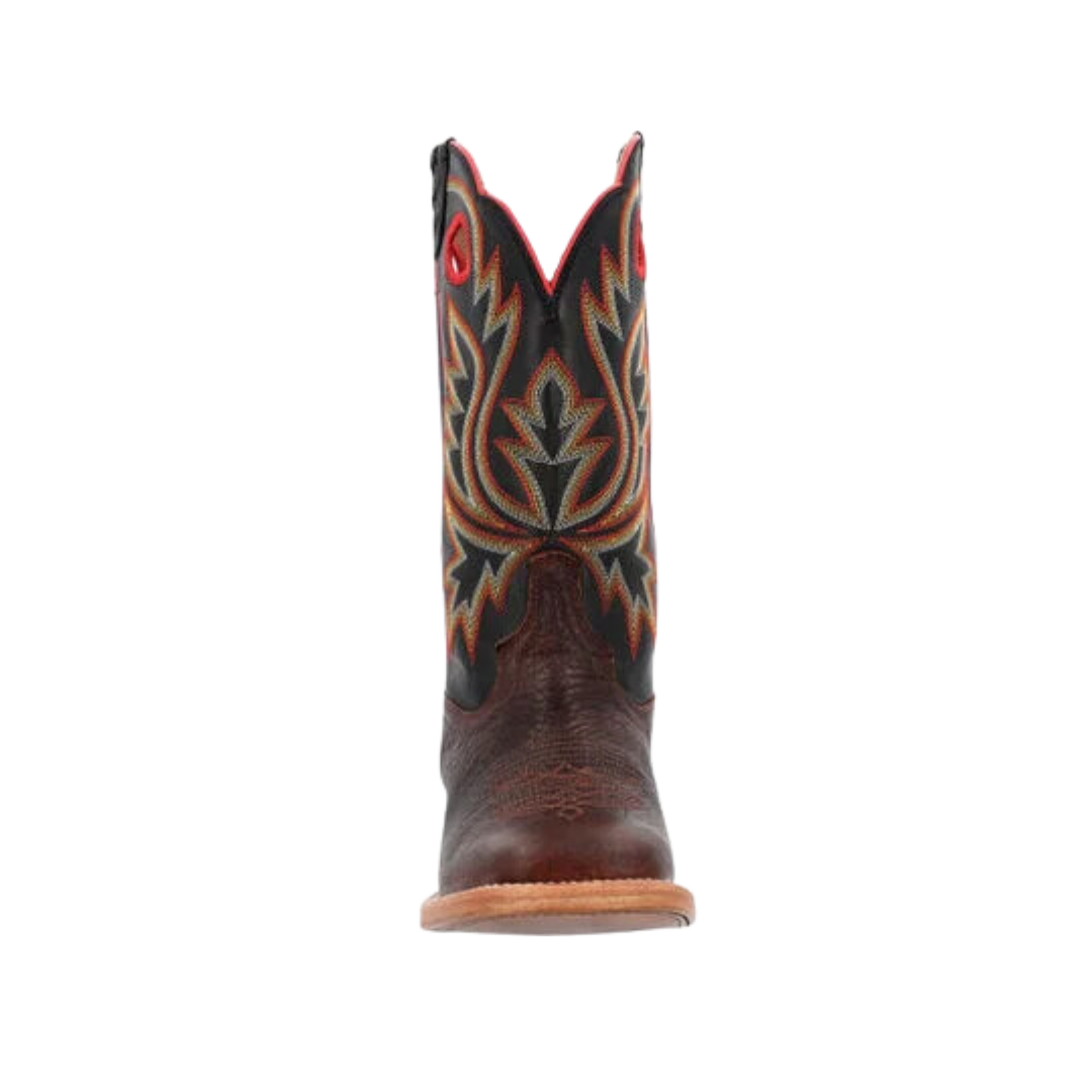 Rocky Boot Men's Durango Shrunken Bullhide Western Chestnut And Black Eclipse Boot