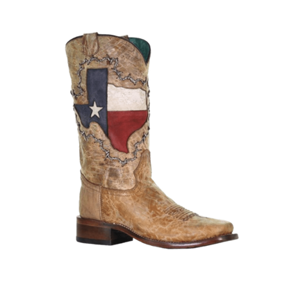 Corral Women's Texas Inlay Square Toe Light Brown Boots