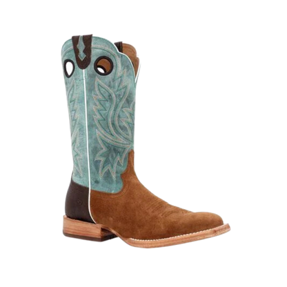 Rocky Boot Unisex Durango Collection Roughout Western Whiskey Tobacco And Aqua Boot
