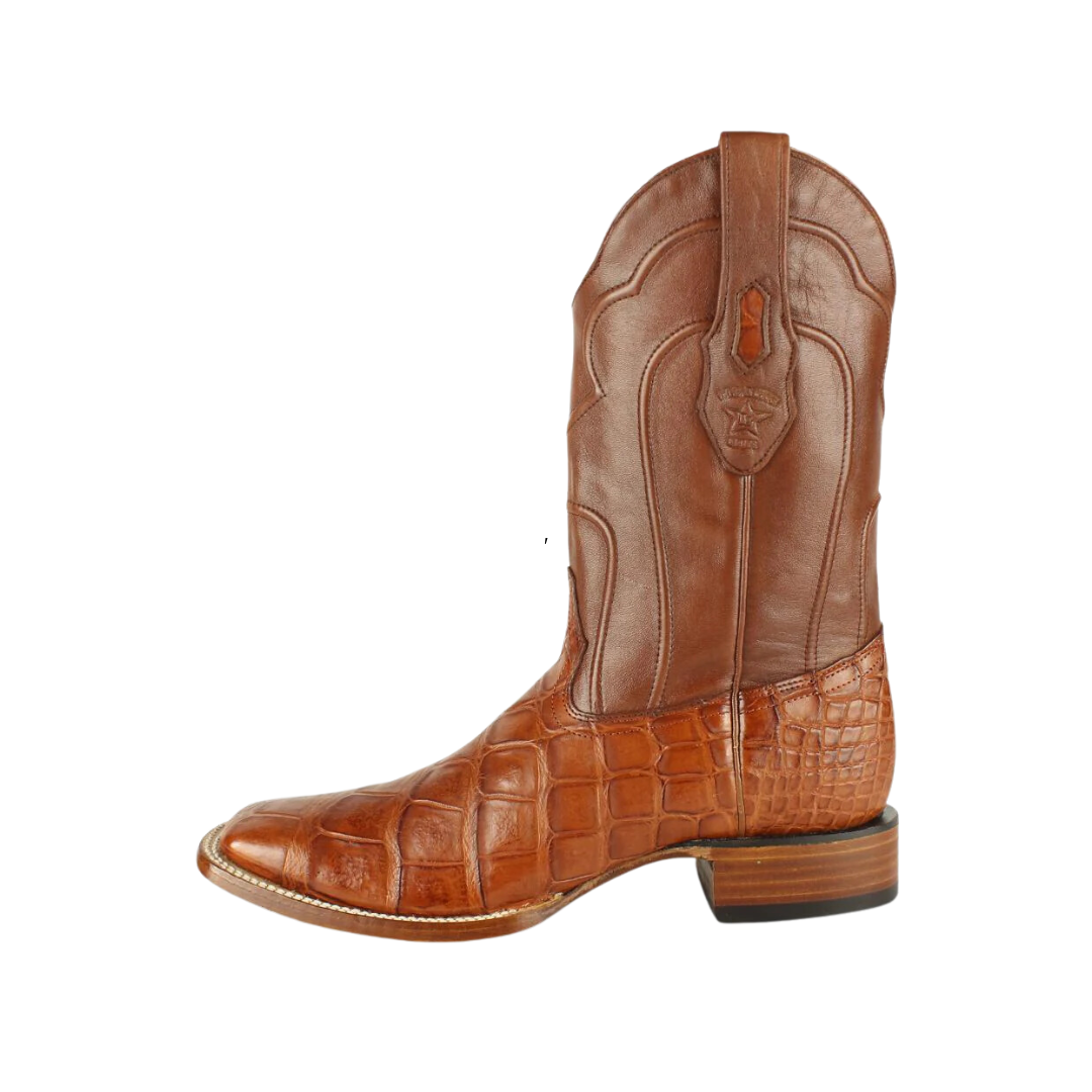 Los Altos Men's Wide Square Toe Genuine Brown Boots