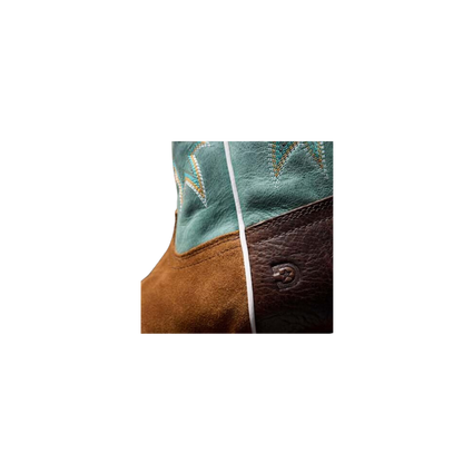 Rocky Boot Unisex Durango Collection Roughout Western Whiskey Tobacco And Aqua Boot