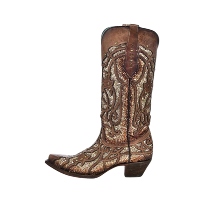 Corral Women's Orix Glittered Inlay Brown Boots