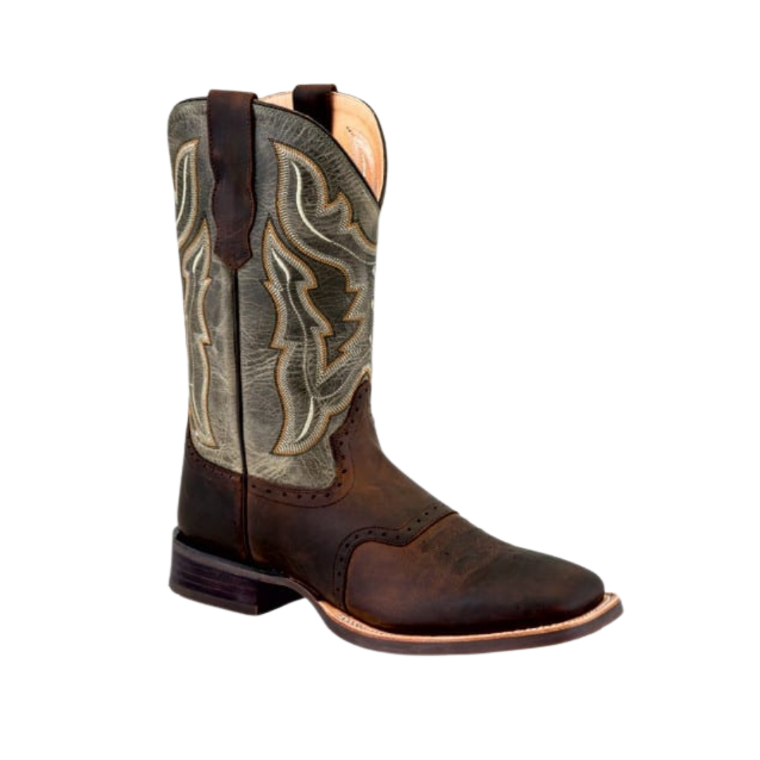 Old West Men's Broad Square Toe Brown Boots
